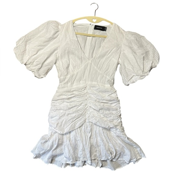 MinkPink Mini White Rouched Dress Small - Picture 3 of 7